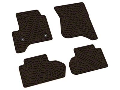 FLEXTREAD Factory Floorpan Fit Tire Tread/Scorched Earth Scene Front and Rear Floor Mats; Brown (15-19 Sierra 2500 HD Double Cab)