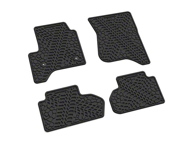 FLEXTREAD Factory Floorpan Fit Tire Tread/Scorched Earth Scene Front and Rear Floor Mats; Black (15-19 Sierra 3500 HD Double Cab)