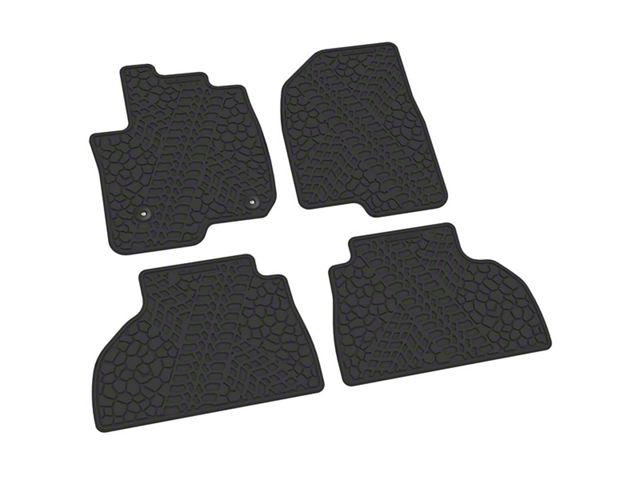 FLEXTREAD Factory Floorpan Fit Tire Tread/Scorched Earth Scene Front and Rear Floor Mats; Black (20-24 Sierra 3500 HD Double Cab)