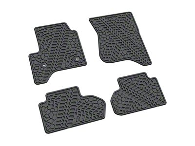 FLEXTREAD Factory Floorpan Fit Tire Tread/Scorched Earth Scene Front and Rear Floor Mats; Grey (15-19 Sierra 3500 HD Double Cab)