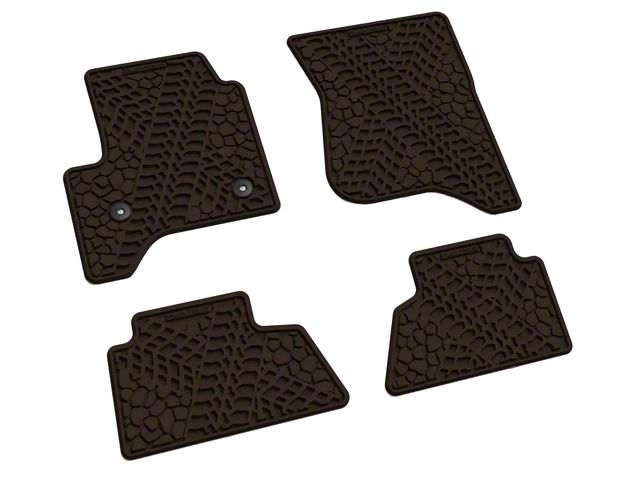 FLEXTREAD Factory Floorpan Fit Tire Tread/Scorched Earth Scene Front and Rear Floor Mats; Brown (14-18 Silverado 1500 Crew Cab)