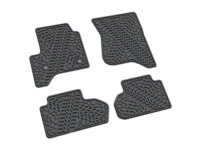 FLEXTREAD Factory Floorpan Fit Tire Tread/Scorched Earth Scene Front and Rear Floor Mats; Grey (15-19 Silverado 2500 HD Double Cab)