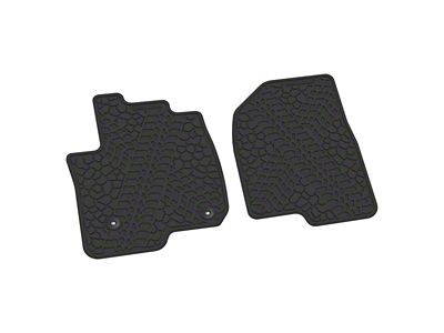 FLEXTREAD Factory Floorpan Fit Tire Tread/Scorched Earth Scene Front Floor Mats; Black (20-24 Silverado 2500 HD Regular Cab)