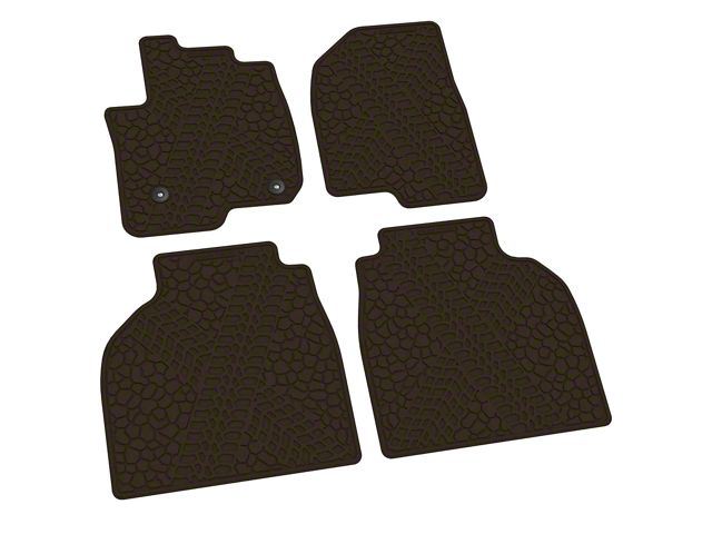 FLEXTREAD Factory Floorpan Fit Tire Tread/Scorched Earth Scene Front and Rear Floor Mats; Brown (20-24 Silverado 2500 HD Crew Cab)