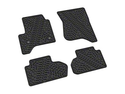 FLEXTREAD Factory Floorpan Fit Tire Tread/Scorched Earth Scene Front and Rear Floor Mats; Black (15-19 Silverado 3500 HD Double Cab)