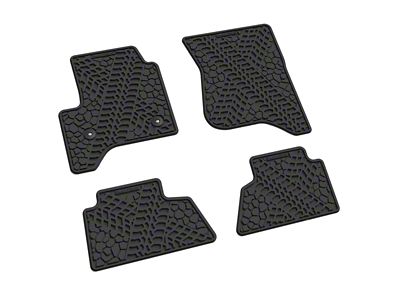 FLEXTREAD Factory Floorpan Fit Tire Tread/Scorched Earth Scene Front and Rear Floor Mats; Black (15-19 Silverado 3500 HD Crew Cab)