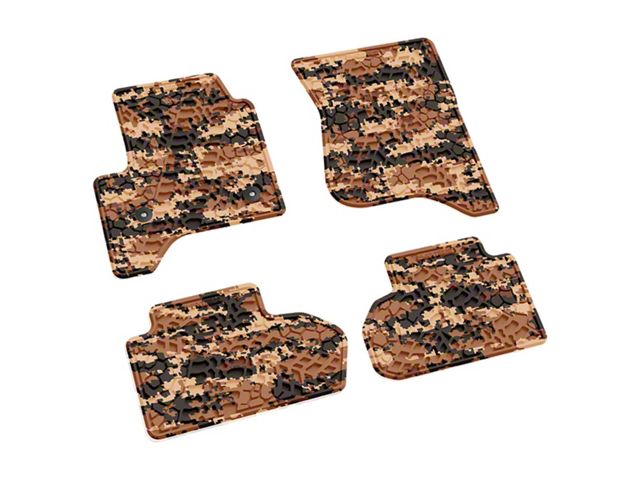 FLEXTREAD Factory Floorpan Fit Tire Tread/Scorched Earth Scene Front and Rear Floor Mats; Cyberflage Camouflage (15-19 Silverado 3500 HD Double Cab)