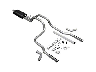 Flowmaster American Thunder Dual Exhaust System with Polished Tips; Side/Rear Exit (94-01 3.9L RAM 1500)