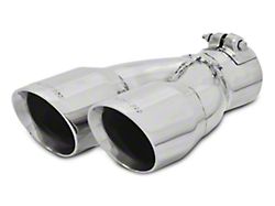 Flowmaster Angle Cut Rolled End Dual Round Exhaust Tip; 3-Inch; Polished; Driver Side (Fits 2.50-Inch Tailpipe)