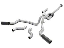 Flowmaster Outlaw Dual Exhaust System with Black Tips; Side/Rear Exit (15-20 2.7L EcoBoost F-150)