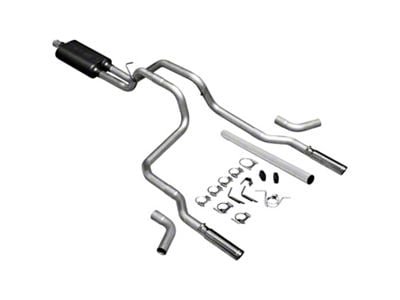 Flowmaster American Thunder Dual Exhaust System with Polished Tips; Side/Rear Exit (94-02 5.9L V8 RAM 2500)