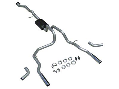 Flowmaster American Thunder Dual Exhaust System with Polished Tips; Side/Rear Exit (99-06 4.8L Sierra 1500)