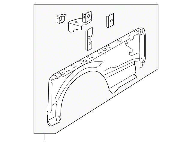 Ford Outer Truck Bed Panel with Wheel Opening Molding Holes; Passenger Side (15-20 F-150 w/ 6-1/2-Foot Bed)