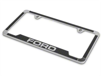 Ford License Plate Frame; Carbon Fiber Vinyl Insert (Universal; Some Adaptation May Be Required)