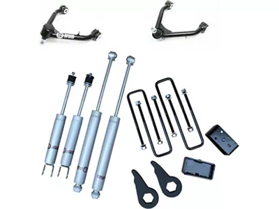 Freedom Offroad 1 to 3-Inch Front Torsion Key Leveling Kit with Control Arms and Shocks (99-06 4WD Sierra 1500)