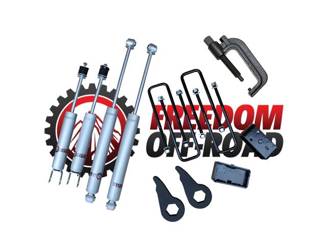 Freedom Offroad 1 to 3-Inch Leveling Kit Torsion Keys with Shocks and Install Tool (99-06 4WD Sierra 1500)