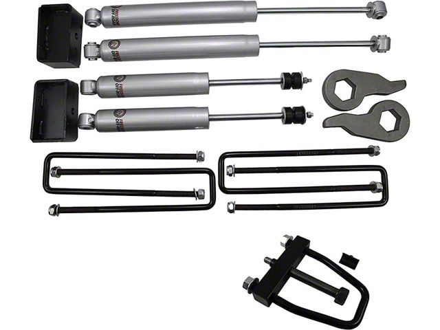 Freedom Offroad 1 to 3-Inch Front Torsion Key Leveling Kit with Install Tool and Shocks (07-10 Silverado 3500 HD)