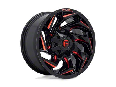 Fuel Wheels Reaction Gloss Black Milled with Red Tint 8-Lug Wheel; 18x9; 1mm Offset (06-08 RAM 1500 Mega Cab)