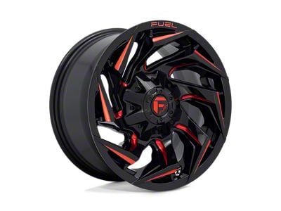 Fuel Wheels Reaction Gloss Black Milled with Red Tint 8-Lug Wheel; 20x9; 1mm Offset (03-09 RAM 3500 SRW)