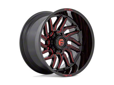 Fuel Wheels Hurricane Gloss Black Milled with Red Tint 8-Lug Wheel; 20x10; -18mm Offset (01-06 Sierra 3500 HD SRW)