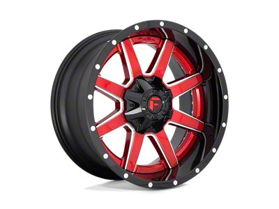 Fuel Wheels Hurricane Gloss Black Milled with Red Tint 8-Lug Wheel; 24x12; -44mm Offset (01-06 Sierra 3500 HD SRW)