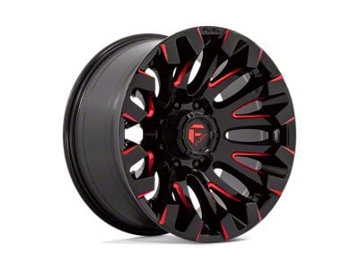 Fuel Wheels Quake Gloss Black Milled with Red Tint 8-Lug Wheel; 18x9; 1mm Offset (01-06 Sierra 3500 HD SRW)