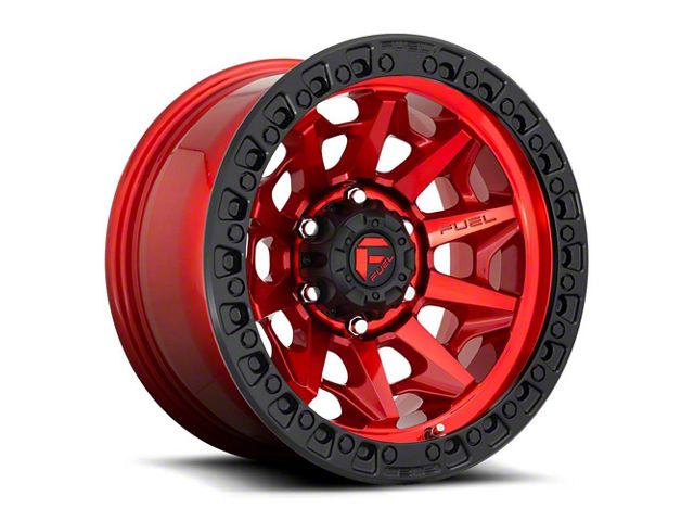 Fuel Wheels Covert Candy Red with Black Bead Ring 8-Lug Wheel; 20x9; 20mm Offset (03-09 RAM 3500 SRW)