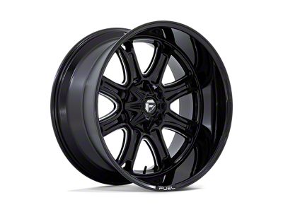 Fuel Wheels Darkstar Gloss Black Milled 8-Lug Wheel; 22x9; 1mm Offset (03-09 RAM 3500 SRW)