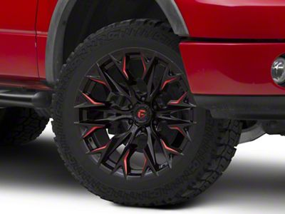 Fuel Wheels Flame Gloss Black Milled with Candy Red 6-Lug Wheel; 22x10; -18mm Offset (04-08 F-150)