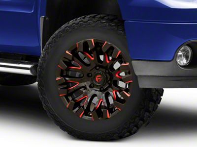 Fuel Wheels Quake Gloss Black Milled with Red Tint 6-Lug Wheel; 18x9; 1mm Offset (07-13 Sierra 1500)