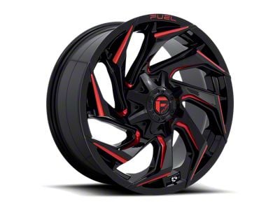 Fuel Wheels Reaction Gloss Black Milled with Red Tint 6-Lug Wheel; 24x12; -44mm Offset (07-13 Sierra 1500)