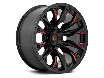 Fuel Wheels Flame Gloss Black Milled with Candy Red 8-Lug Wheel; 20x10; -18mm Offset (11-14 Sierra 2500 HD)