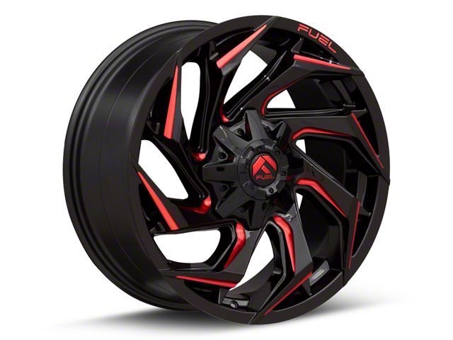 Fuel Wheels Reaction Gloss Black Milled with Red Tint 8-Lug Wheel; 22x12; -44mm Offset (11-14 Sierra 2500 HD)