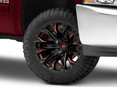 Fuel Wheels Flame Gloss Black Milled with Red Accents 6-Lug Wheel; 20x10; -18mm Offset (07-13 Silverado 1500)