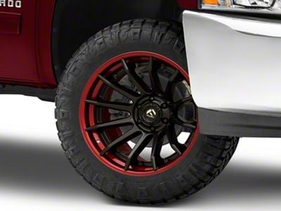 Fuel Wheels Fusion Forged Burn Matte Black with Candy Red Lip 6-Lug Wheel; 20x10; -18mm Offset (07-13 Silverado 1500)