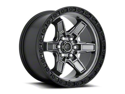 Fuel Wheels Kicker Matte Gunmetal with Black Bead Ring 6-Lug Wheel; 17x9; -12mm Offset (07-13 Silverado 1500)