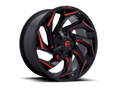 Fuel Wheels Reaction Gloss Black Milled with Red Tint 6-Lug Wheel; 24x12; -44mm Offset (07-13 Silverado 1500)