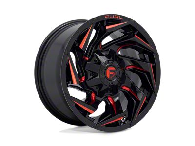 Fuel Wheels Reaction Gloss Black Milled with Red Tint 6-Lug Wheel; 18x9; 1mm Offset (07-13 Silverado 1500)