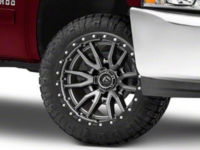Fuel Wheels Rebel Matte Gunmetal with Black Bead Ring 6-Lug Wheel; 22x10; -13mm Offset (07-13 Silverado 1500)