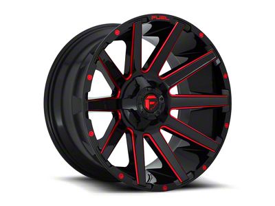 Fuel Wheels Contra Gloss Black with Red Tint Clear 8-Lug Wheel; 20x9; 1mm Offset (11-14 Silverado 3500 HD)