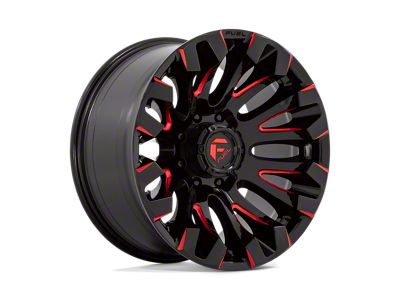 Fuel Wheels Quake Gloss Black Milled with Red Tint 8-Lug Wheel; 20x10; -18mm Offset (11-14 Silverado 3500 HD SRW)