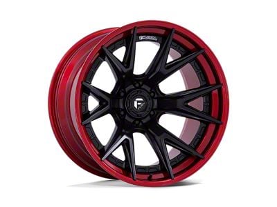 Fuel Wheels Catalyst Matte Black with Candy Red Lip 6-Lug Wheel; 24x12; -44mm Offset (07-14 Yukon)