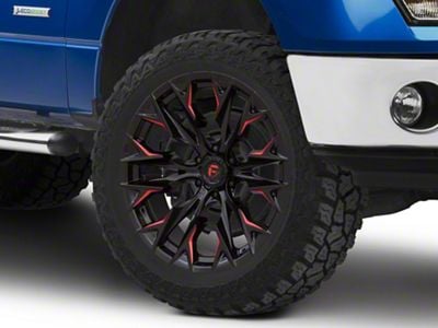 Fuel Wheels Flame Gloss Black Milled with Candy Red 6-Lug Wheel; 22x10; -18mm Offset (09-14 F-150)