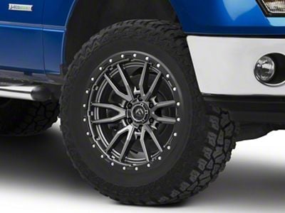 Fuel Wheels Rebel Matte Gunmetal with Black Simulated Bead Ring 6-Lug Wheel; 20x9; 20mm Offset (09-14 F-150)