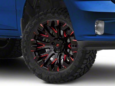Fuel Wheels Quake Gloss Black Milled with Red Tint 5-Lug Wheel; 20x9; 1mm Offset (09-18 RAM 1500)