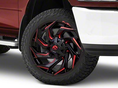 Fuel Wheels Reaction Gloss Black Milled with Red Tint 8-Lug Wheel; 22x12; -44mm Offset (10-18 RAM 2500)