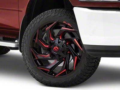 Fuel Wheels Reaction Gloss Black Milled with Red Tint 8-Lug Wheel; 24x12; -44mm Offset (10-18 RAM 2500)