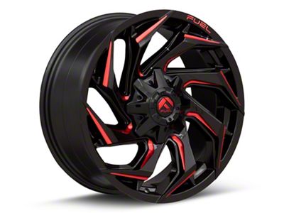 Fuel Wheels Reaction Gloss Black Milled with Red Tint 8-Lug Wheel; 20x10; -18mm Offset (10-18 RAM 3500 SRW)