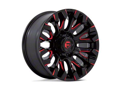 Fuel Wheels Quake Gloss Black Milled with Red Tint 8-Lug Wheel; 20x9; 1mm Offset (11-16 F-250 Super Duty)