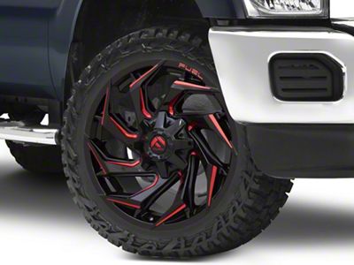 Fuel Wheels Reaction Gloss Black Milled with Red Tint 8-Lug Wheel; 22x10; -18mm Offset (11-16 F-250 Super Duty)